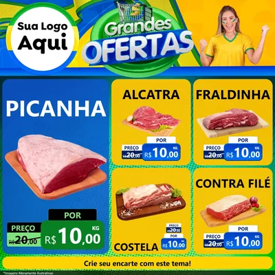 Modelo de Rede Social para Feed Facebook com o tema Grandes Ofertas para Açougue