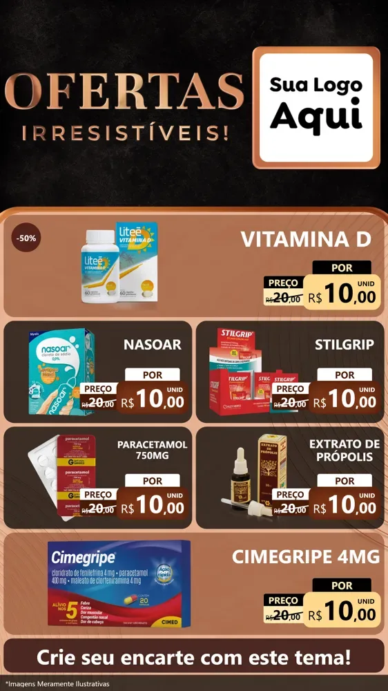 Modelo de TV para TV Vertical com o tema Ofertas Irresistíveis! para Farmácia