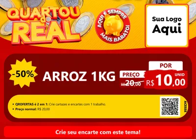 Modelo de Cartaz para Cartaz A4 Horizontal com o tema Quartou do Real para Supermercado