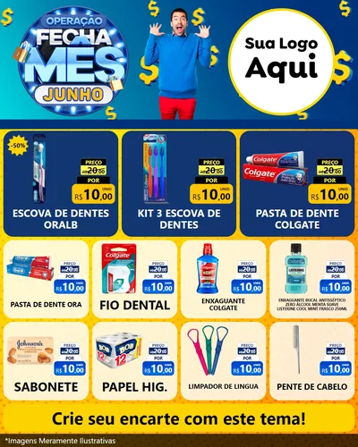Modelo de Rede Social para Feed Instagram com o tema Operação Fecha Mês, Junho para Higiene Pessoal