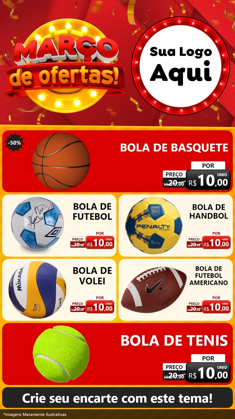 Modelo de TV para TV Vertical com o tema Março de Ofertas! para Artigos Esportivos
