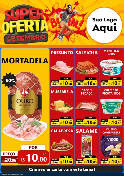 Modelo de Encarte para Encarte A4 Vertical com o tema Super Oferta Setembro para Frios e Laticínios