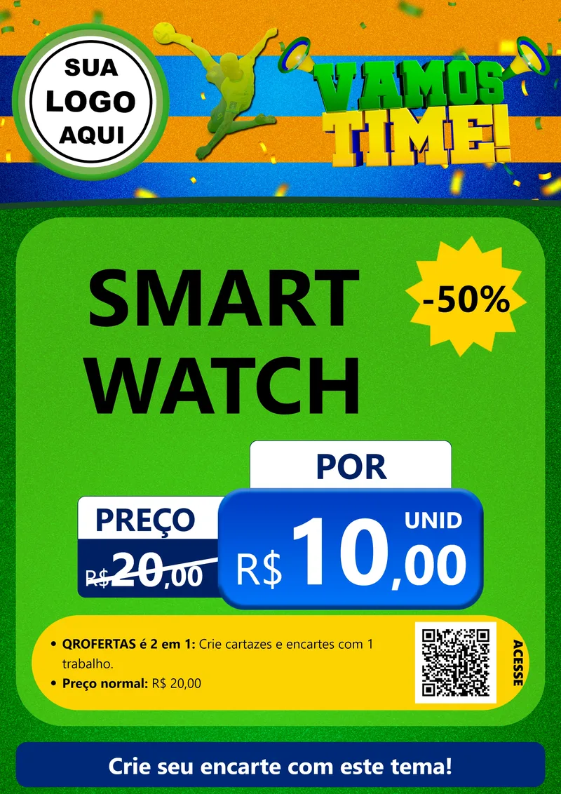 Modelo de Cartaz para Cartaz A4 Vertical com o tema Vamos Time! para Informática