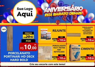 Modelo de Encarte para Encarte A4 Horizontal com o tema Aniversário para Pisos e revestimentos