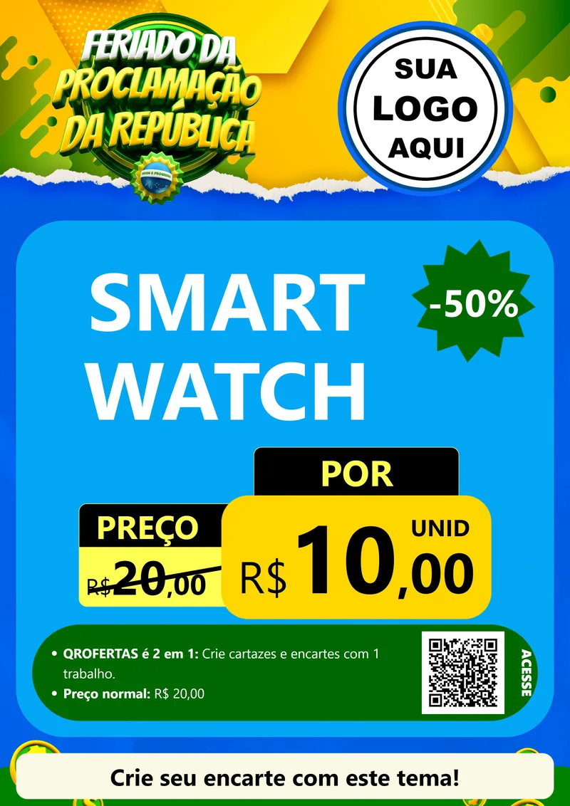 Modelo de Cartaz para Cartaz A4 Vertical com o tema Feriado da Proclamação da República para Informática