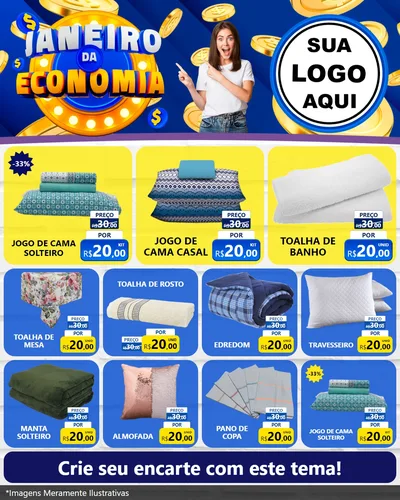 Modelo de Rede Social para Feed Instagram com o tema Janeiro da Economia para Cama, Mesa e Banho
