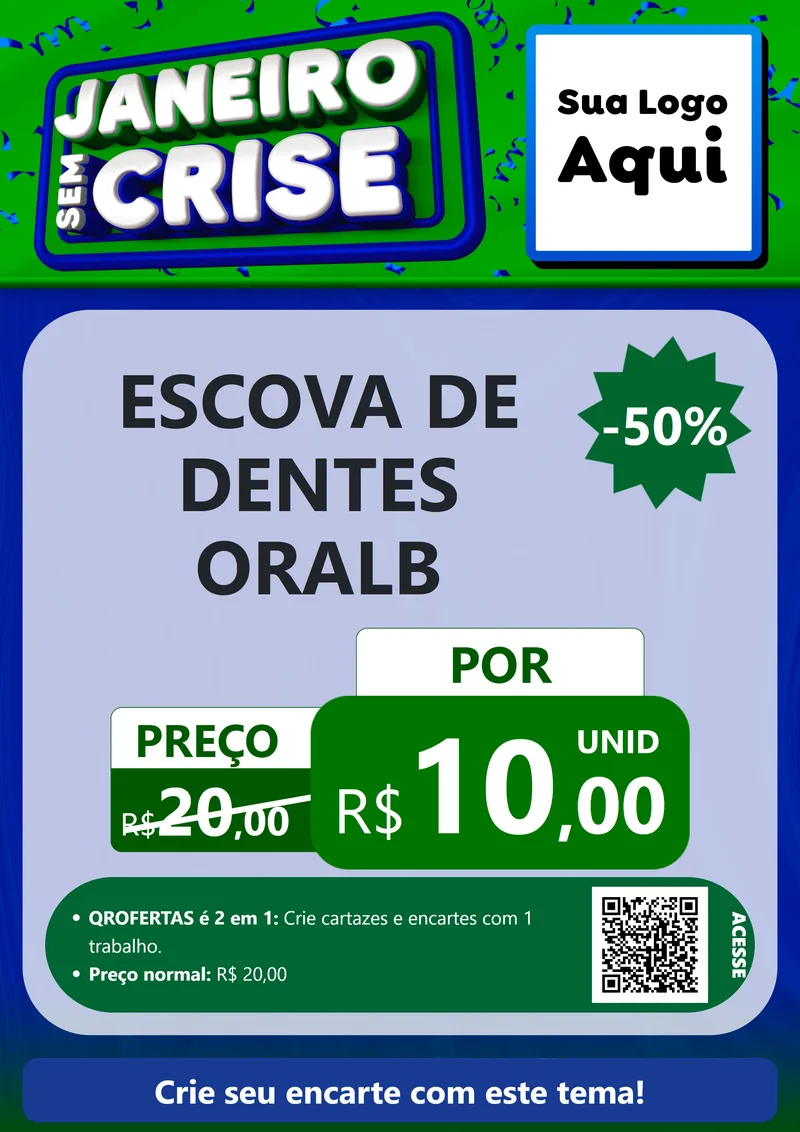 Modelo de Cartaz para Cartaz A4 Vertical com o tema Janeiro Sem Crise para Higiene Pessoal