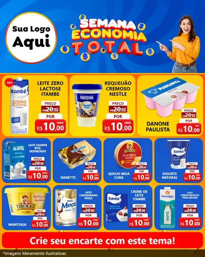 Modelo de Rede Social para Feed Instagram com o tema Semana Economia Total para Frios e Laticínios