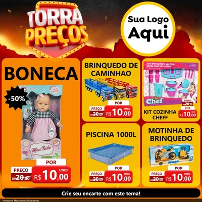 Modelo de Rede Social para Feed Facebook com o tema Torra Preços para Brinquedos