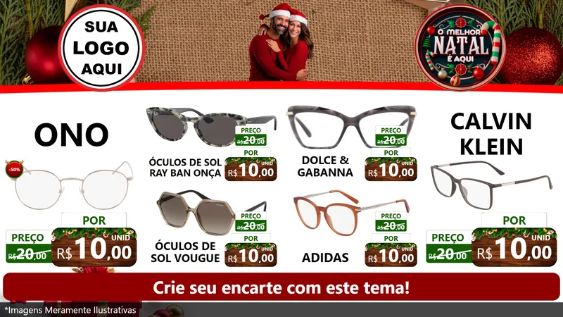 Modelo de TV para TV Horizontal com o tema O Melhor Natal É Aqui para Óticas