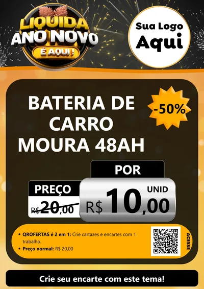 Modelo de Cartaz para Cartaz A4 Vertical com o tema Liquida Ano Novo É Aqui! para Baterias Elétricas