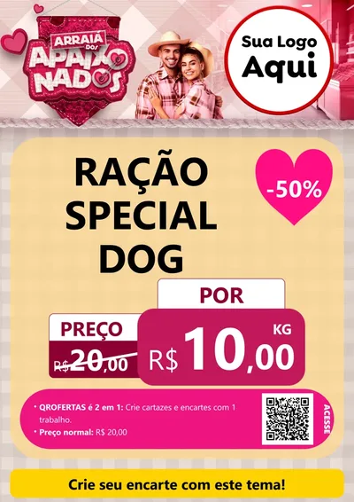 Modelo de Cartaz para Cartaz A4 Vertical com o tema Arraiá dos Apaixonados - Junina para Pet Shop