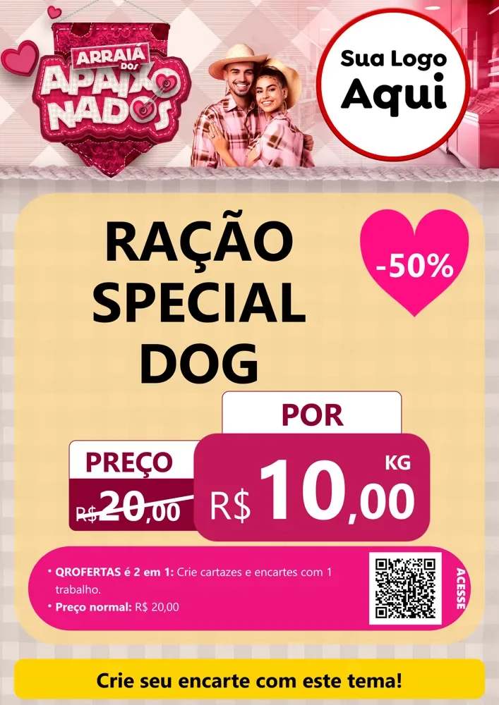 Modelo de Cartaz para Cartaz A4 Vertical com o tema Arraiá dos Apaixonados - Junina para Pet Shop