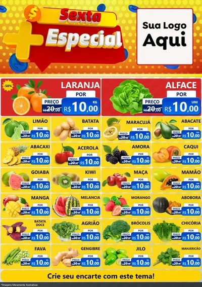 Modelo de Encarte para Encarte A4 Vertical com o tema Sexta Mais Especial para Hortifrúti