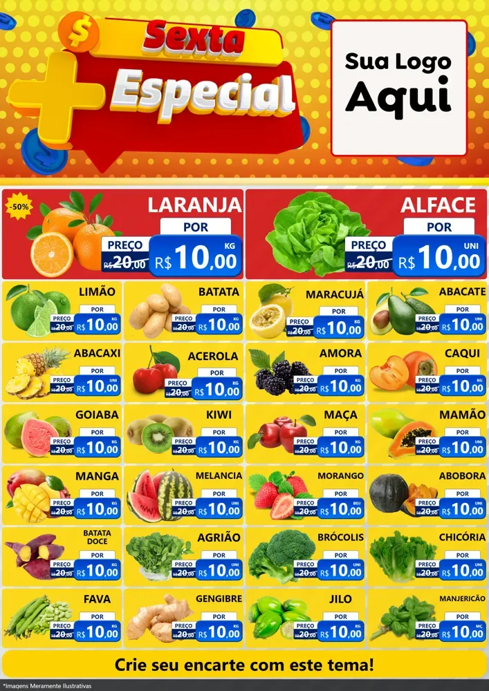 Modelo de Encarte para Encarte A4 Vertical com o tema Sexta Mais Especial para Hortifrúti
