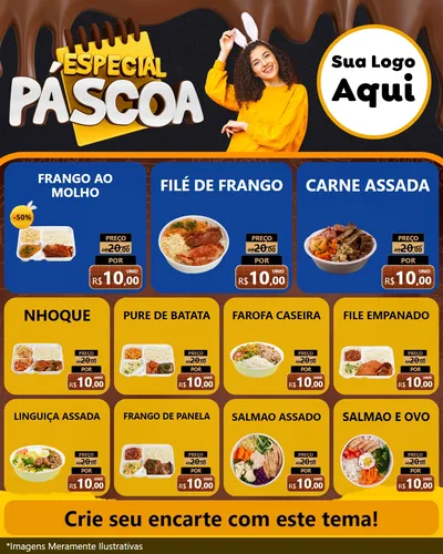 Modelo de Rede Social para Feed Instagram com o tema Especial Páscoa para Restaurante