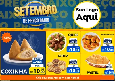 Modelo de Encarte para Encarte A4 Horizontal com o tema Setembro De Preço Baixo para Salgadaria
