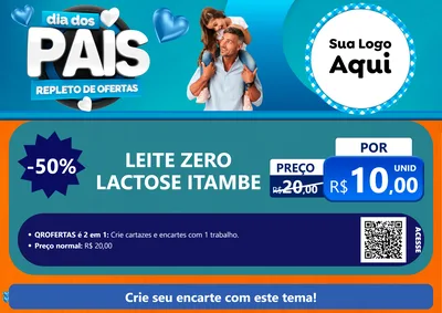 Modelo de Cartaz para Cartaz A4 Horizontal com o tema Dia Dos Pais Repleto de Ofertas para Frios e Laticínios