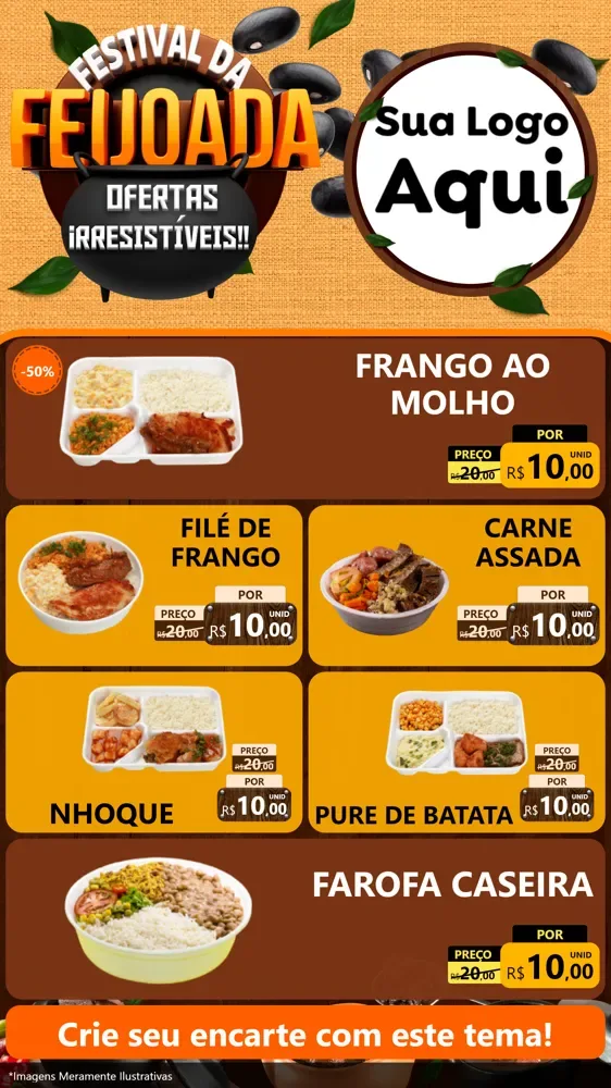Modelo de TV para TV Vertical com o tema Festival da Feijoada para Restaurante