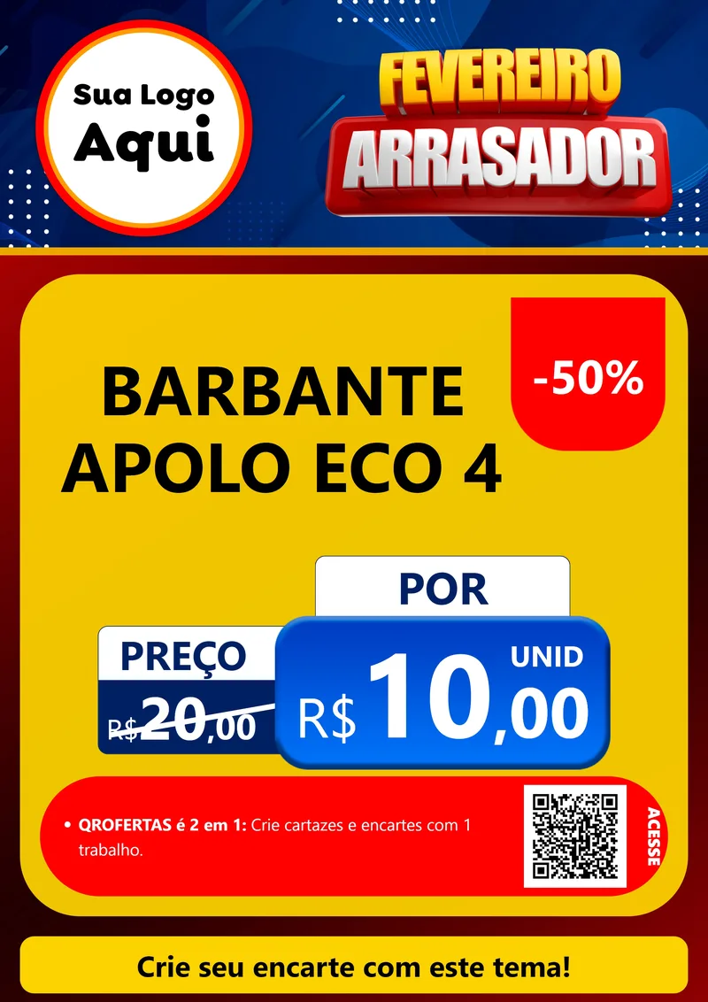 Modelo de Cartaz para Cartaz A4 Vertical com o tema Fevereiro Arrasador para Armarinho e Aviamentos