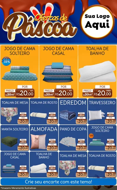 Modelo de Encarte para Encarte Grande com o tema Ofertas de Páscoa para Cama, Mesa e Banho