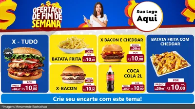 Modelo de TV para TV Horizontal com o tema Ofertaço de Fim de Semana para Hamburgueria