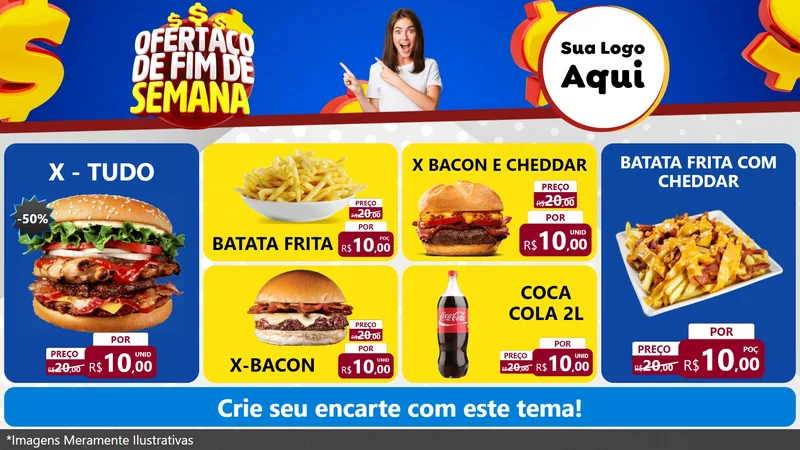 Modelo de TV para TV Horizontal com o tema Ofertaço de Fim de Semana para Hamburgueria