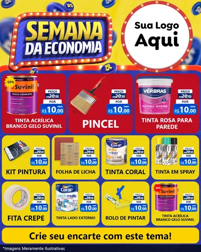 Modelo de Rede Social para Feed Instagram com o tema Semana da Economia para Tintas e Ferramentas