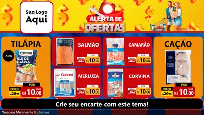 Modelo de TV para TV Horizontal com o tema Alerta de Ofertas para Peixaria