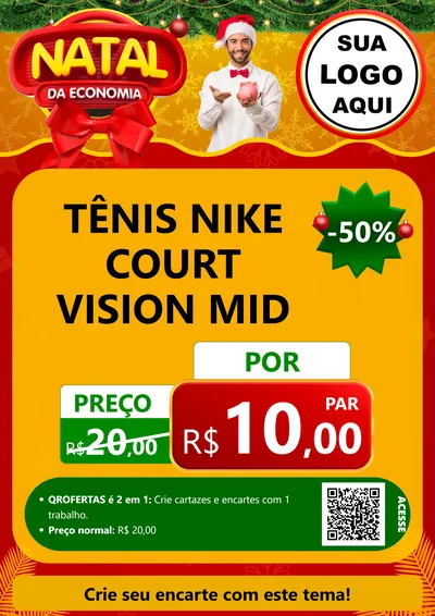 Modelo de Cartaz para Cartaz A4 Vertical com o tema Natal da Economia para Calçados