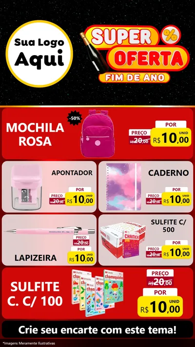 Modelo de TV para TV Vertical com o tema Super Oferta Fim de Ano para Papelaria