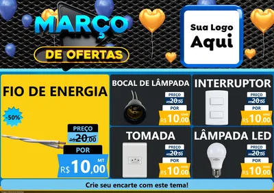 Modelo de Encarte para Encarte A4 Horizontal com o tema Março de Ofertas para Materiais Elétricos