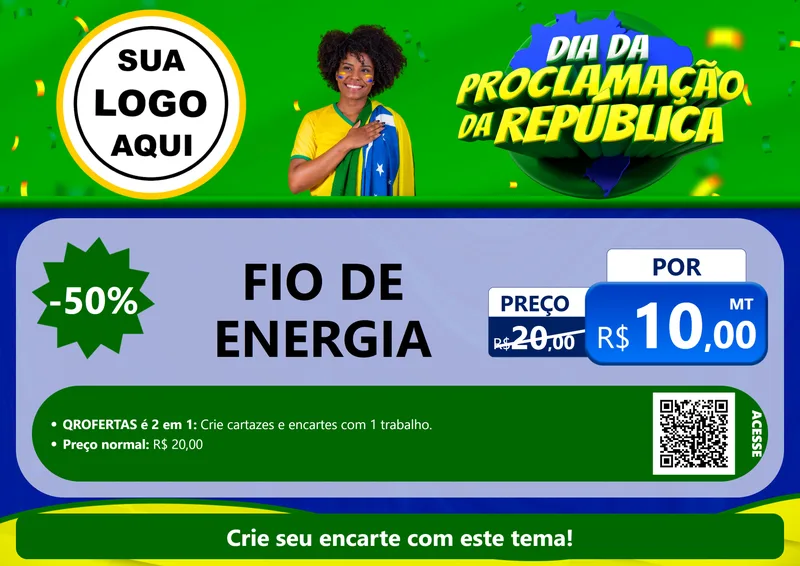 Modelo de Cartaz para Cartaz A4 Horizontal com o tema Dia Da Proclamação Da República para Materiais Elétricos