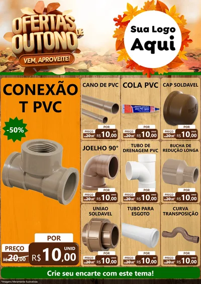 Modelo de Encarte para Encarte A4 Vertical com o tema Ofertas de Outono - Vem, Aproveite! para Tubos e conexões