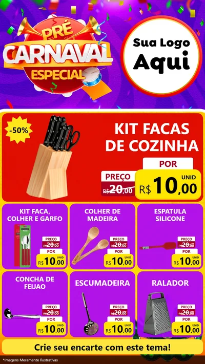 Modelo de Rede Social para Stories com o tema Pré-Carnaval Especial para Utilidades Domésticas