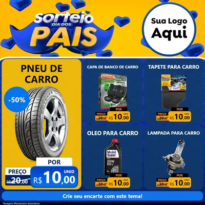 Modelo de Rede Social para Feed Facebook com o tema Sorteio Dia dos Pais para Auto peças
