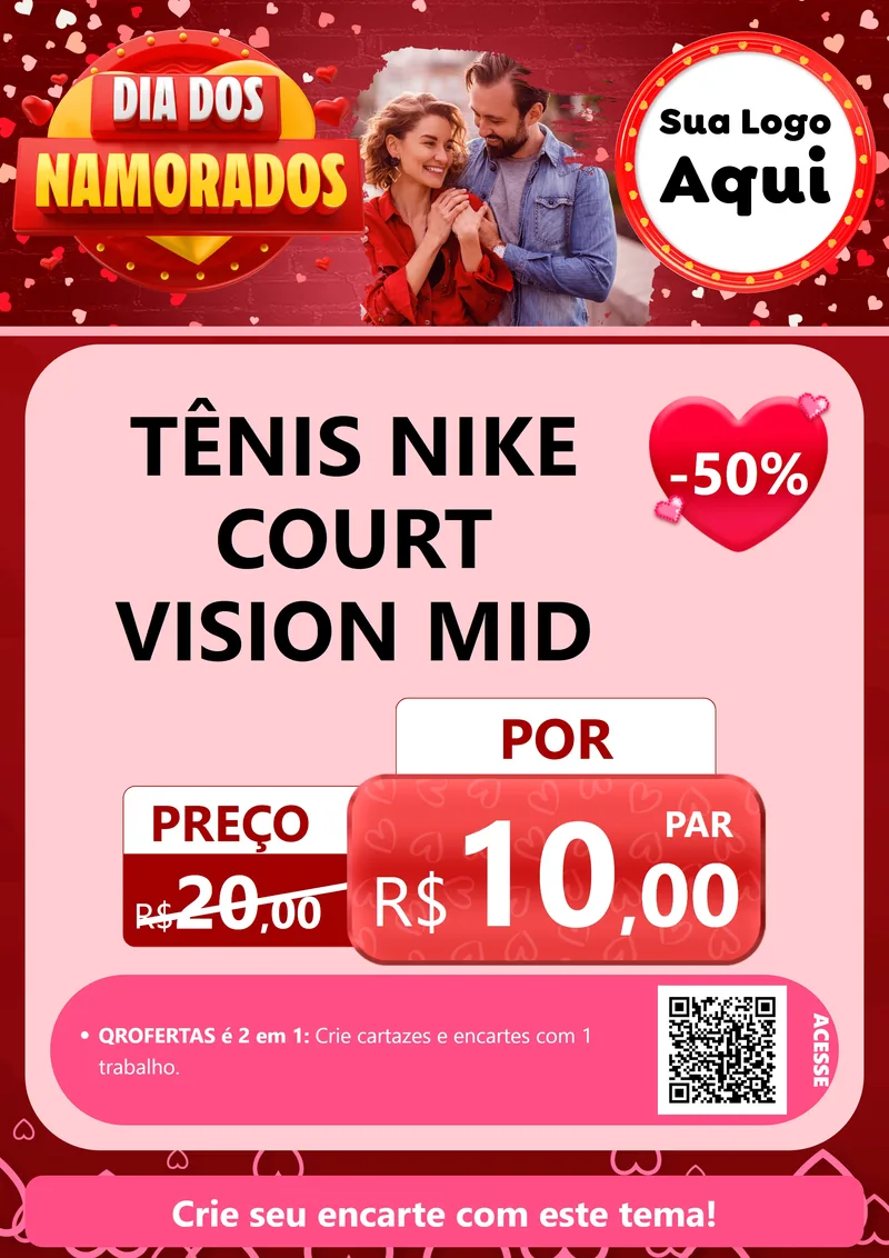 Modelo de Cartaz para Cartaz A4 Vertical com o tema Dia Dos Namorados para Calçados