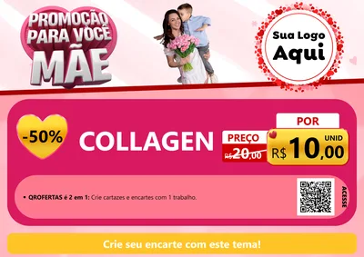 Modelo de Cartaz para Cartaz A4 Horizontal com o tema Promoção Para Você Mãe para Suplementos alimentares