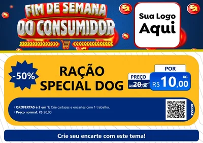 Modelo de Cartaz para Cartaz A4 Horizontal com o tema Fim de Semana do Consumidor para Pet Shop