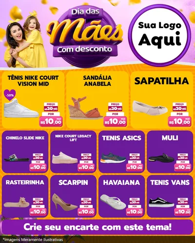 Modelo de Rede Social para Feed Instagram com o tema Dia das Mães com Desconto para Calçados