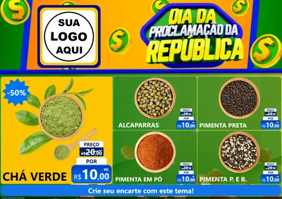 Modelo de Encarte para Encarte A4 Horizontal com o tema Dia Da Proclamação da República para Produtos Naturais