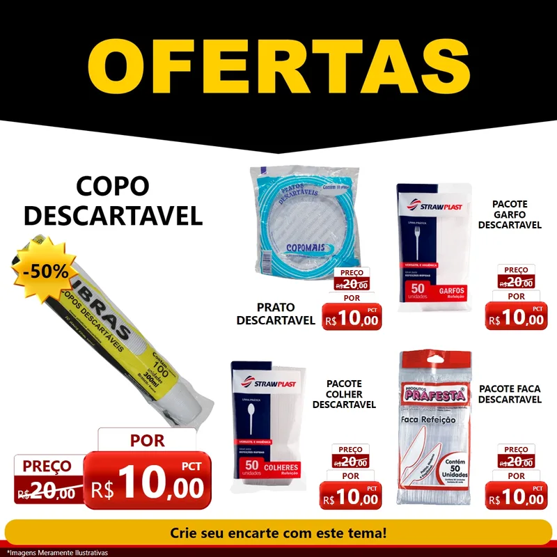 Modelo de Rede Social para Feed Facebook com o tema Ofertas Preto e Vermelho Cartaz para Embalagens