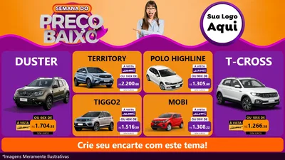 Modelo de TV para TV Horizontal com o tema Semana do Preço Baixo para Concessionaria de Carros