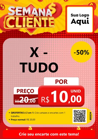 Modelo de Cartaz para Cartaz A4 Vertical com o tema Semana do Cliente para Hamburgueria
