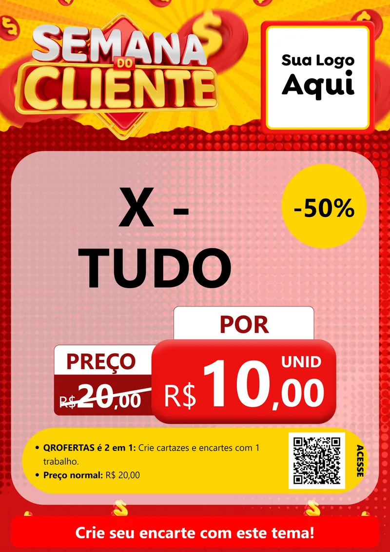 Modelo de Cartaz para Cartaz A4 Vertical com o tema Semana do Cliente para Hamburgueria