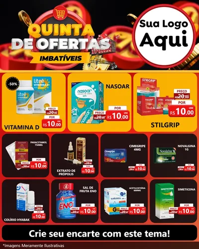 Modelo de Rede Social para Feed Instagram com o tema Quinta de Ofertas Imbatíveis para Farmácia