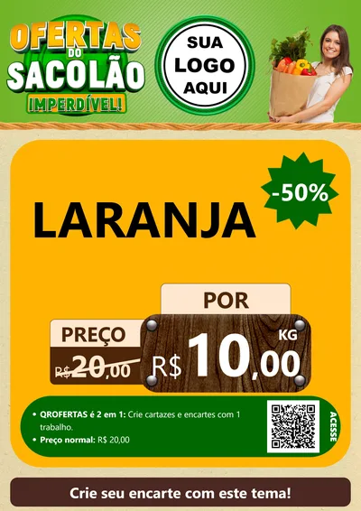 Modelo de Cartaz para Cartaz A4 Vertical com o tema Ofertas do Sacolão Imperdível! para Hortifrúti