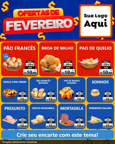 Modelo de Rede Social para Feed Instagram com o tema Ofertas de Fevereiro para Padaria