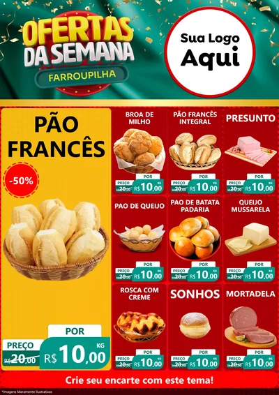 Modelo de Encarte para Encarte A4 Vertical com o tema Ofertas da Semana Farroupilha para Padaria