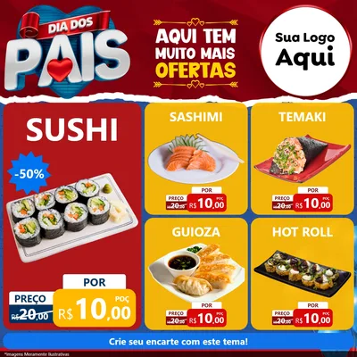 Modelo de Rede Social para Feed Facebook com o tema Dia dos Pais para Comida japonesa